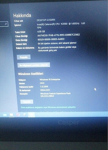 Casper ÇOK ACİL SATILIK LAPTOP PAZARLIK VAR 