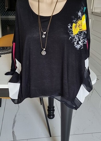 Yüzde yüz viskon  översize bluz - Görsel 2