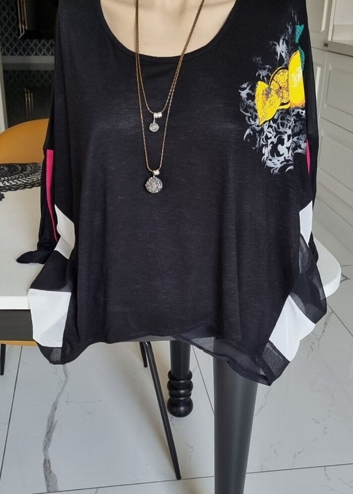 Yüzde yüz viskon  översize bluz - Görsel 2