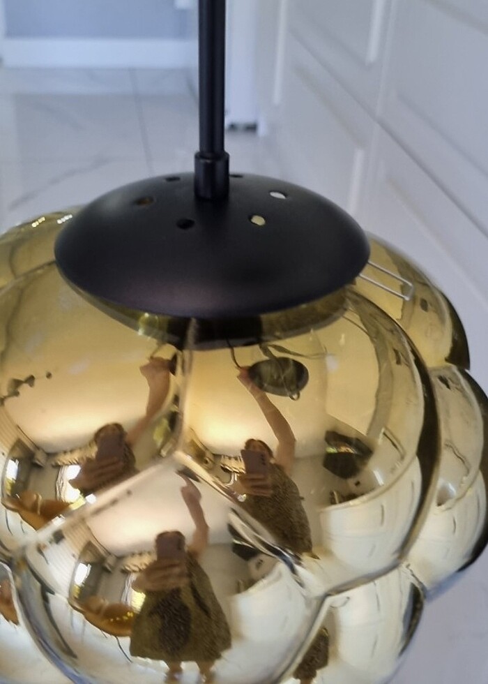 Tavan avizesi yuvarlak bombili gold renk - Görsel 2