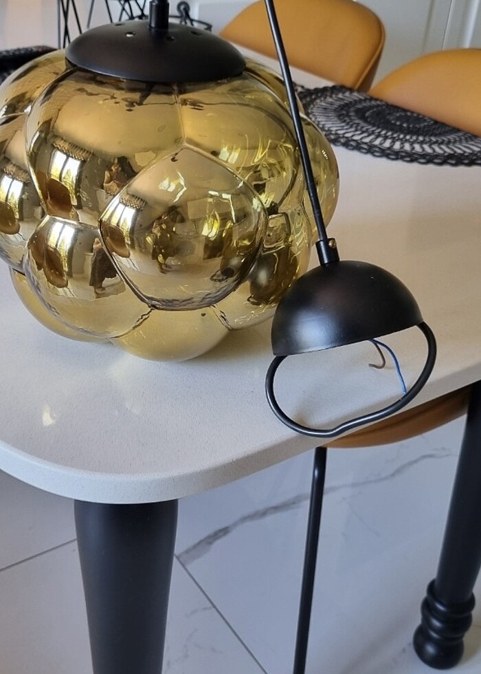 Tavan avizesi yuvarlak bombili gold renk - Görsel 3