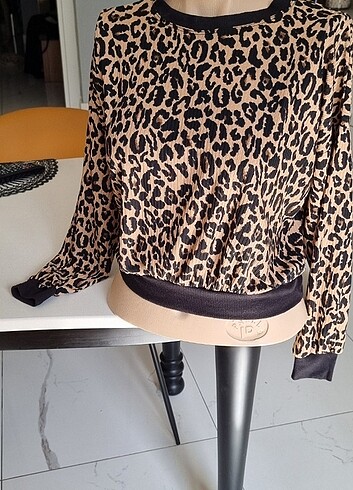 Leopar kısa bluz  - Görsel 5