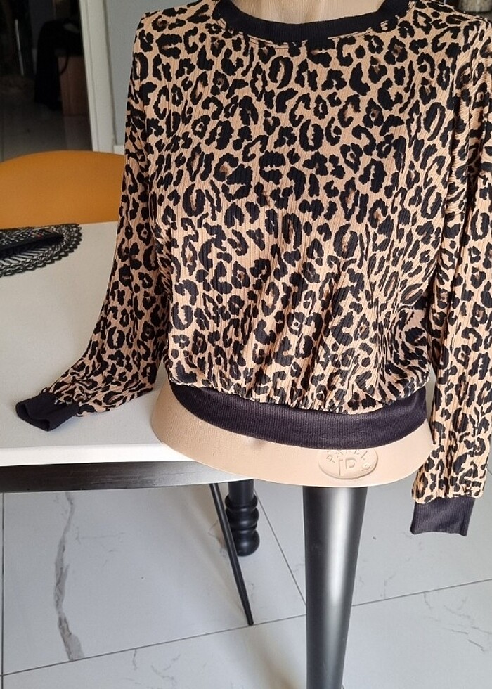 Leopar kısa bluz  - Görsel 5