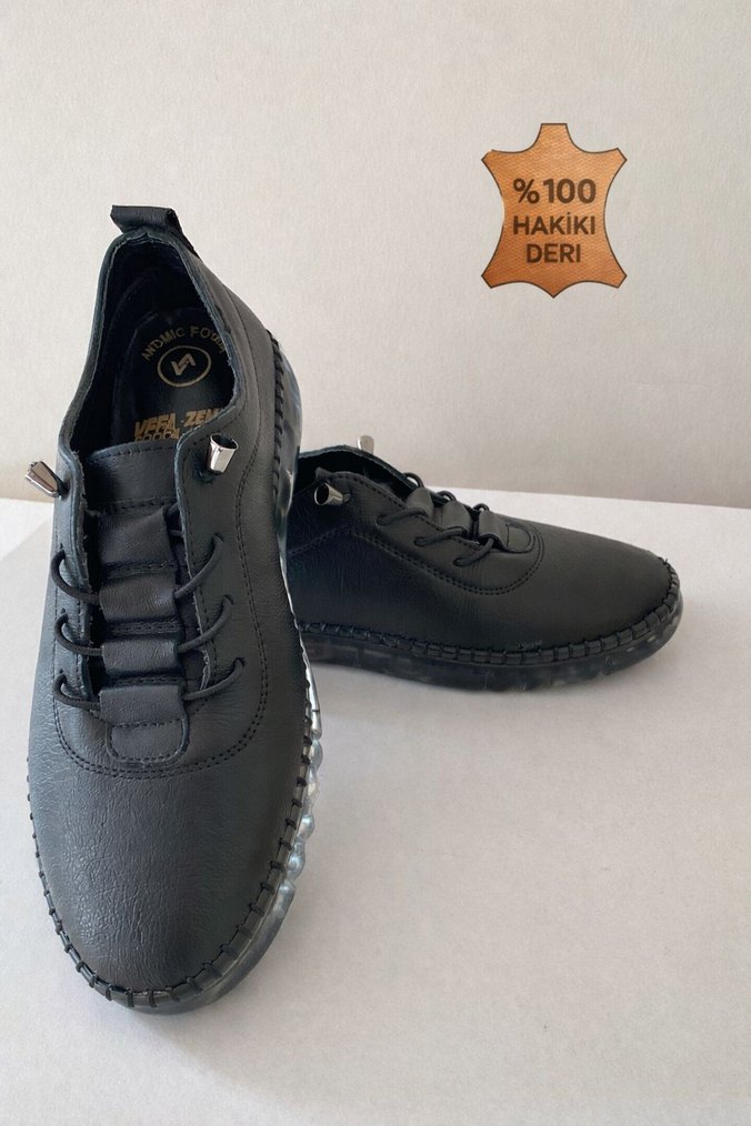 %100 HAKİKİ DERİ KADIN ORTOPEDİK GÜNLÜK AYAKKABI - Görsel 3