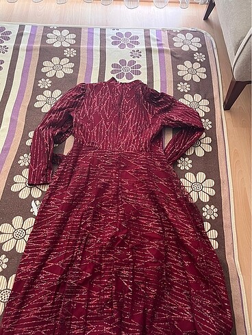 48 Beden Bordo simli abiye