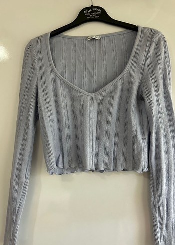 Bershka lila örgü bluz - Görsel 2