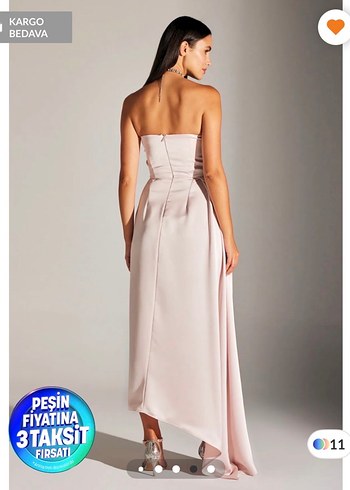 Betty&Sam Pembe Saten Elbise - Görsel 3