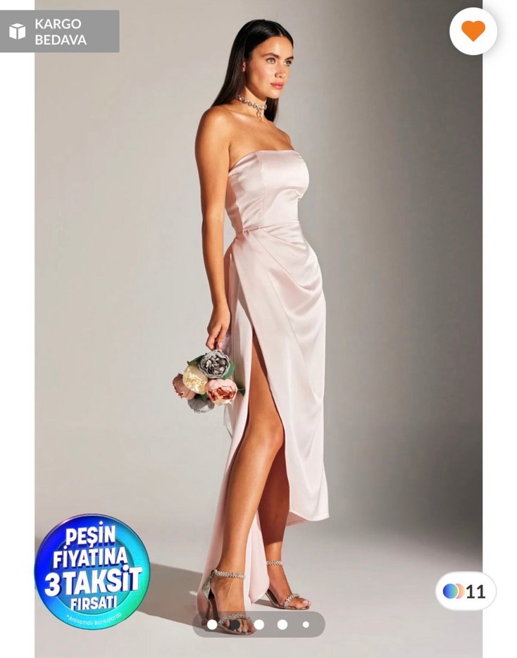 Betty&Sam Pembe Saten Elbise - Görsel 2