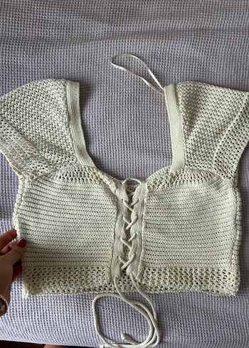 Mavi marka Bej Örgü Bohem Kadın Crop Top - Görsel 2