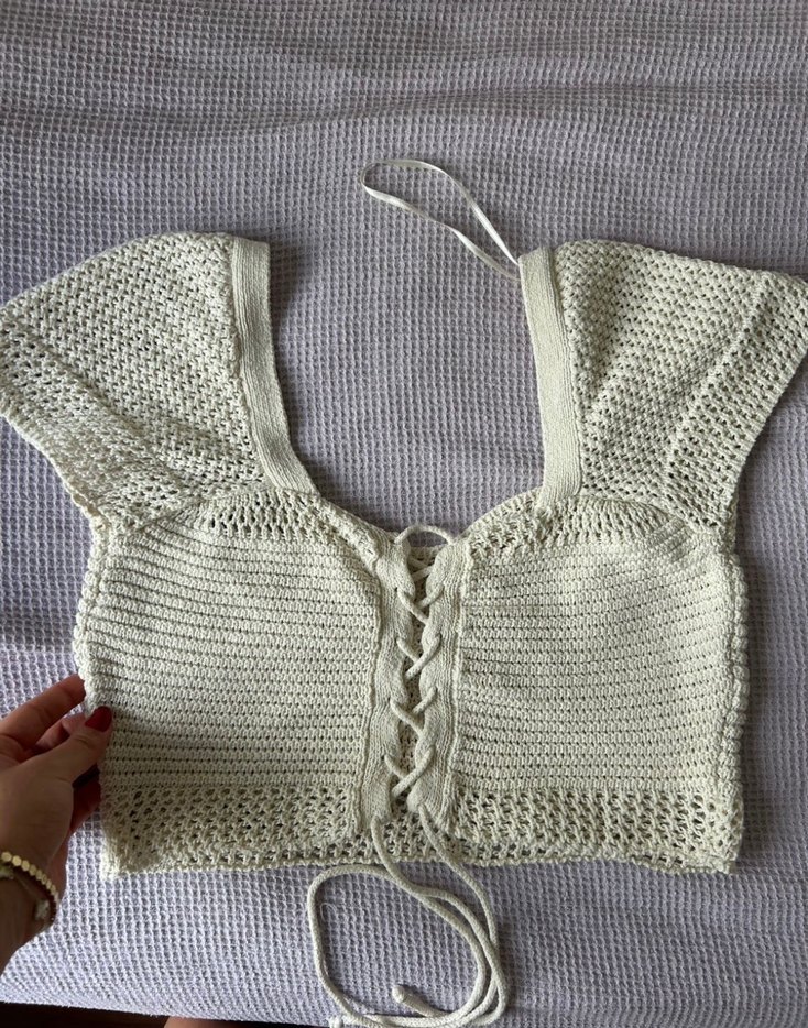 Mavi marka Bej Örgü Bohem Kadın Crop Top - Görsel 2