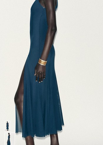 Zara lacivert tül godeli elbise - Görsel 2