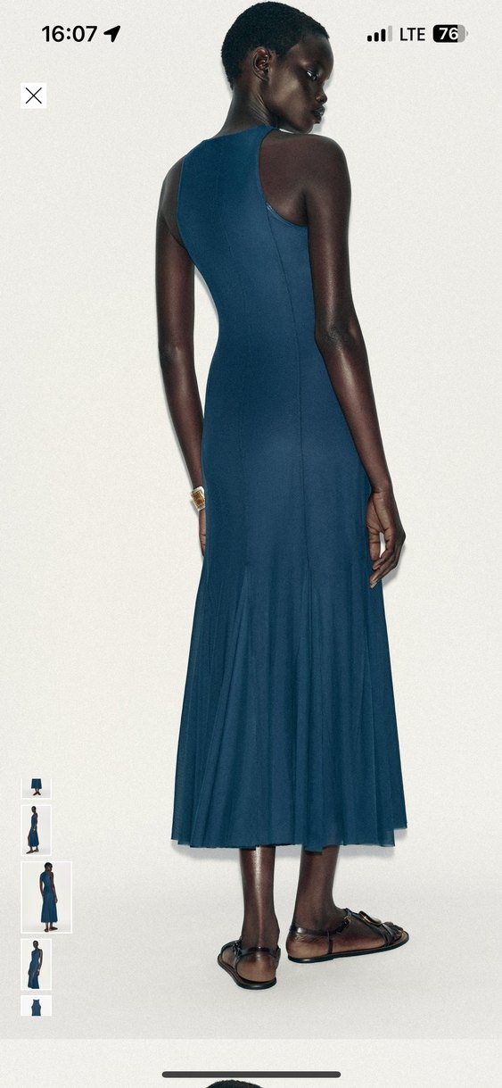 Zara lacivert tül godeli elbise - Görsel 3