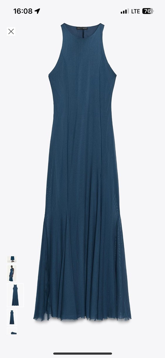 Zara lacivert tül godeli elbise - Görsel 5