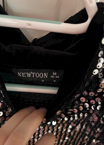 Siyah Pul Payetli Kapüşonlu Kadın Sweatshirt - Görsel 4