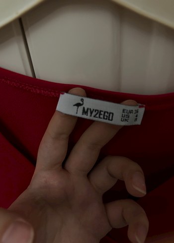 Bordo V Yaka Kolsuz Mini Bluz - Görsel 3