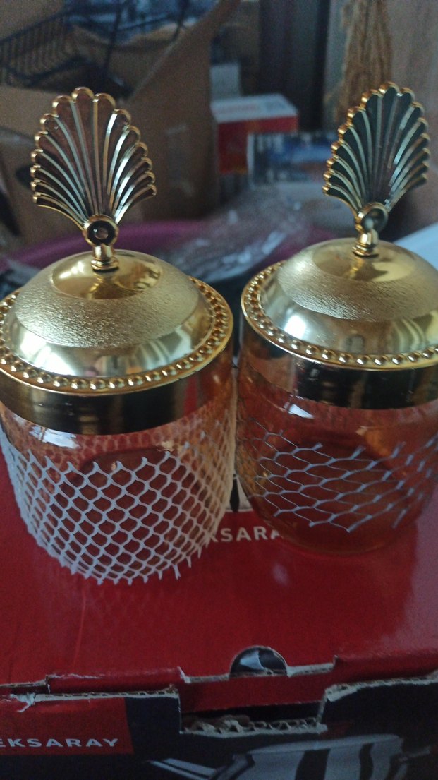 Altın Renkli Parlak Cam Saklama Kavanozları - Görsel 4