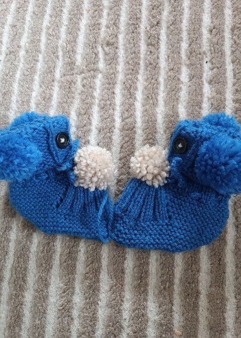 Erkek Çocuk Örgü Mavi Patik - Görsel 2