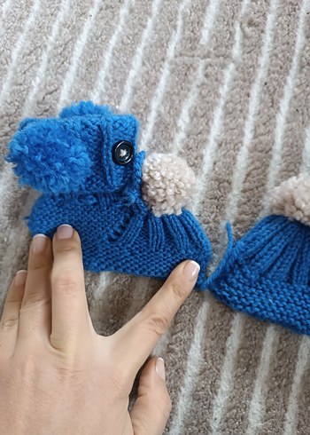 Erkek Çocuk Örgü Mavi Patik - Görsel 6