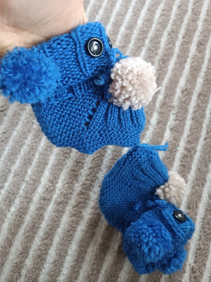 Erkek Çocuk Örgü Mavi Patik - Görsel 5