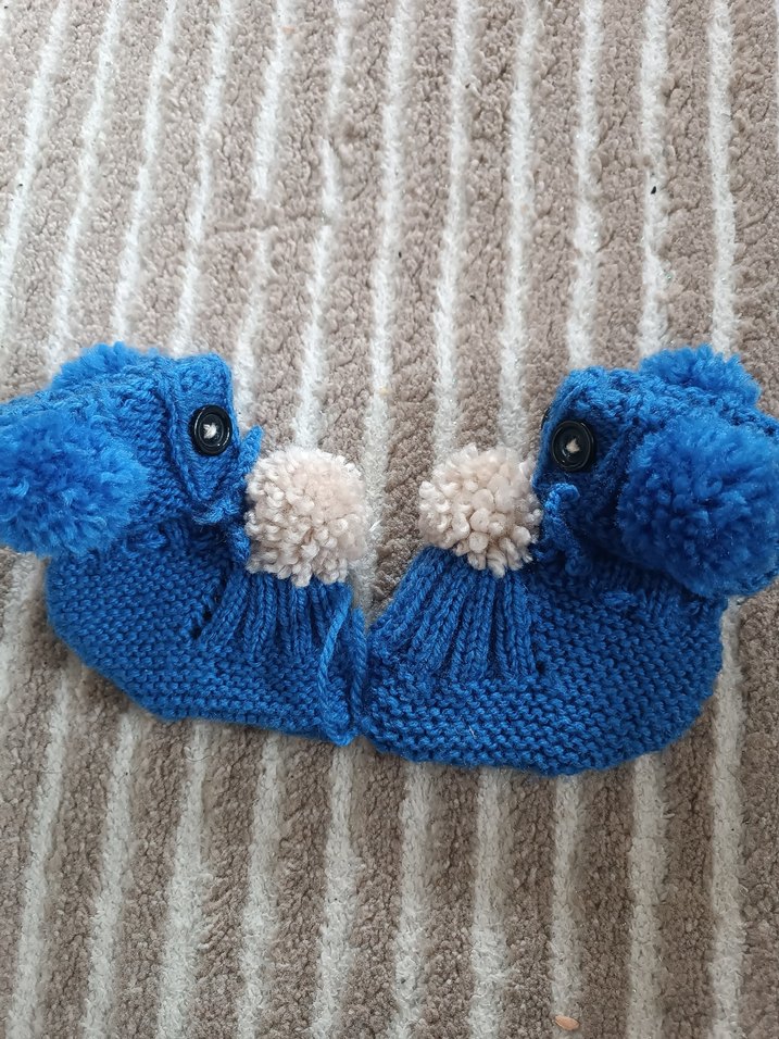 Erkek Çocuk Örgü Mavi Patik - Görsel 2