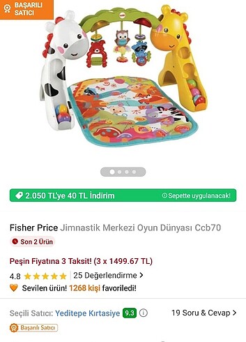  Fisher Price Jimnastik Merkezi Oyun Halısı