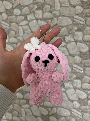 amigurumi pembe tavşan anahtarlık