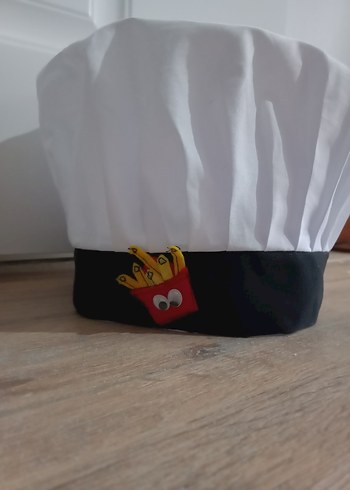 Beyaz Renkli Baskılı aşçı şapkası - Görsel 2