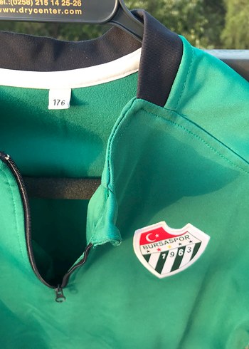 11-12 Yaş Beden Erkek Çocuk Yarım Fermuarlı Yeşil Eşofman Üstü
