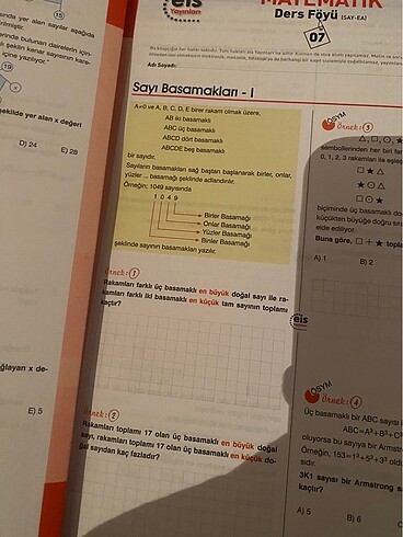  Eis yayınları matematik ders föyü 1.kitap