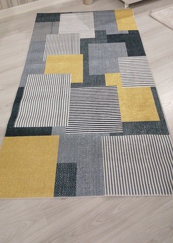 Çağdaş Çizgili Gri Halı 100x200