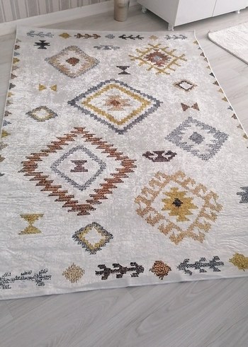 Diger Bohem Etnik Desenli Çok Renkli Halı