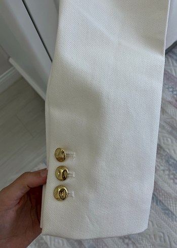 m Beden beyaz Renk Düğmeli Beyaz Kadın Blazer Ceket