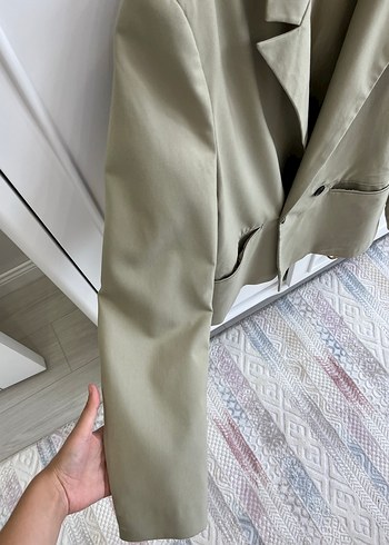 40 Beden Açık yeşil Blazer Ceket Notch Yaka