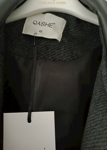 Deri Detaylı Antrasit Kaban - Görsel 5