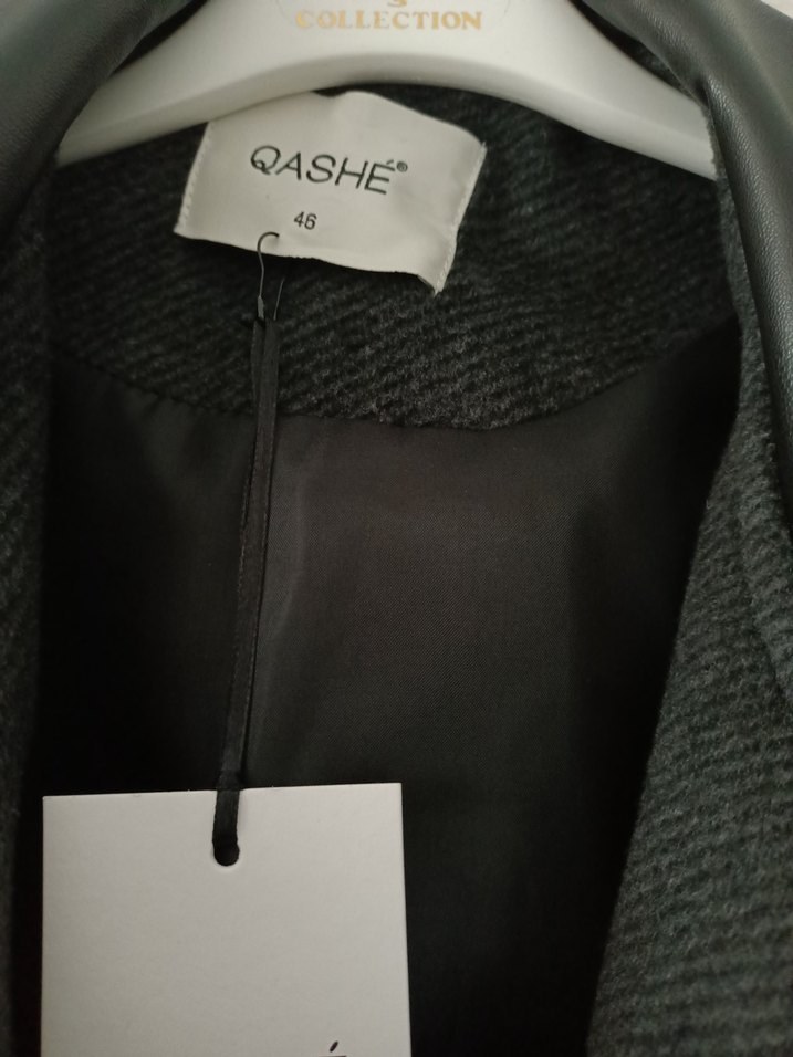 Deri Detaylı Antrasit Kaban - Görsel 5