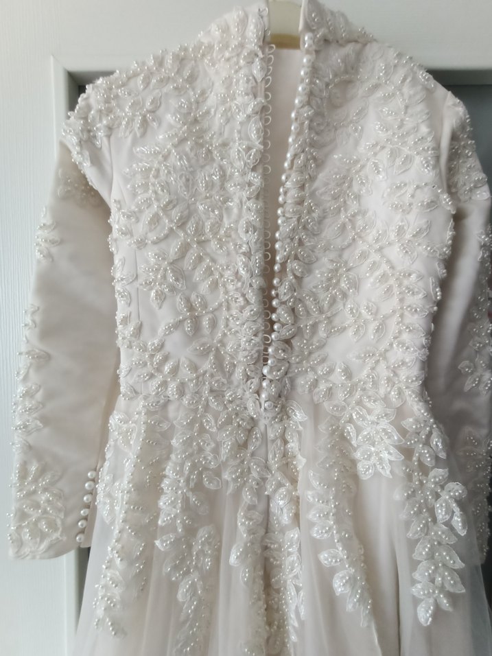 Uzun Kollu Vintage Prenses Gelinlik - Görsel 4