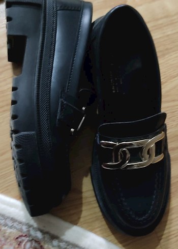 Siyah Gold Tokalı Kadın Loafer Ayakkabı - Görsel 4