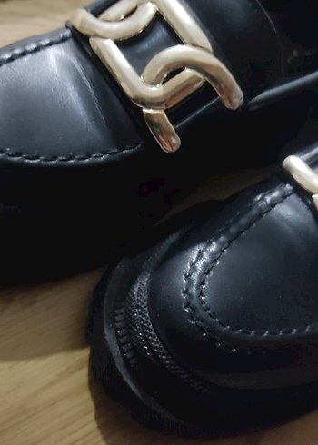 Siyah Gold Tokalı Kadın Loafer Ayakkabı - Görsel 6