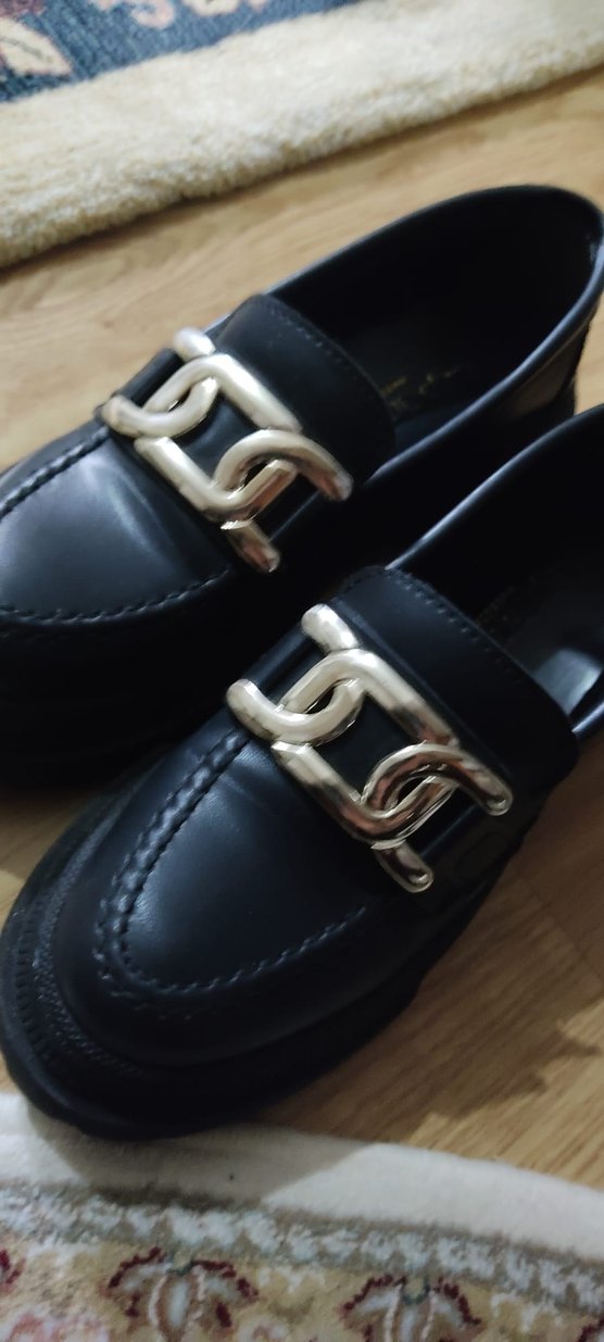 Siyah Gold Tokalı Kadın Loafer Ayakkabı - Görsel 3