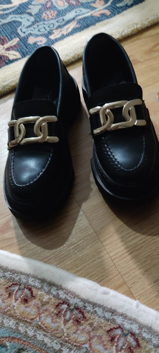 Siyah Gold Tokalı Kadın Loafer Ayakkabı - Görsel 5