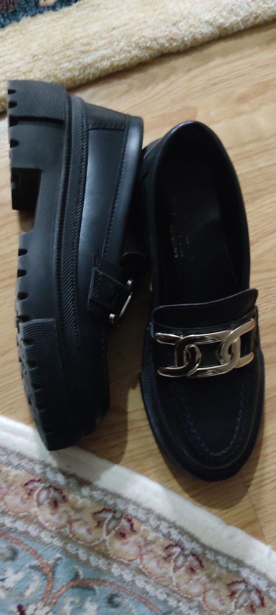 Siyah Gold Tokalı Kadın Loafer Ayakkabı - Görsel 4