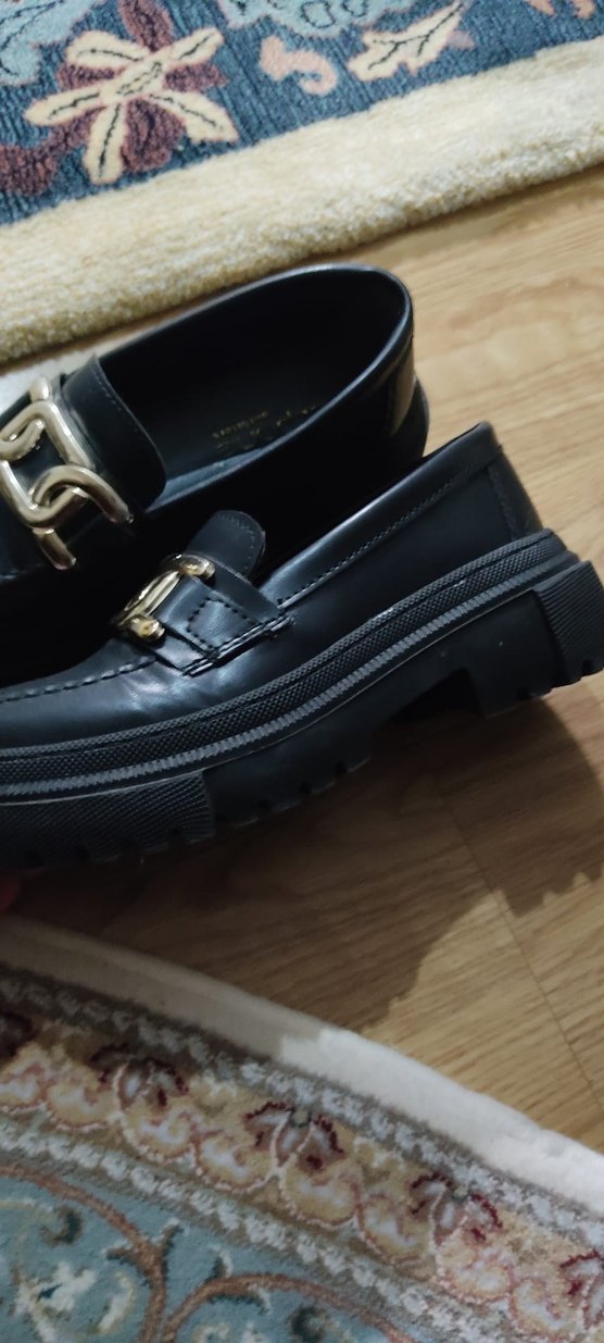 Siyah Gold Tokalı Kadın Loafer Ayakkabı - Görsel 2