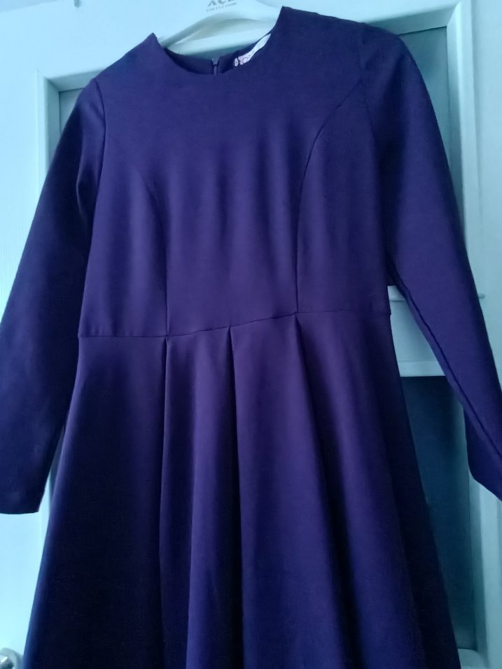 Mor  Uzun Kollu Elbise - Görsel 5