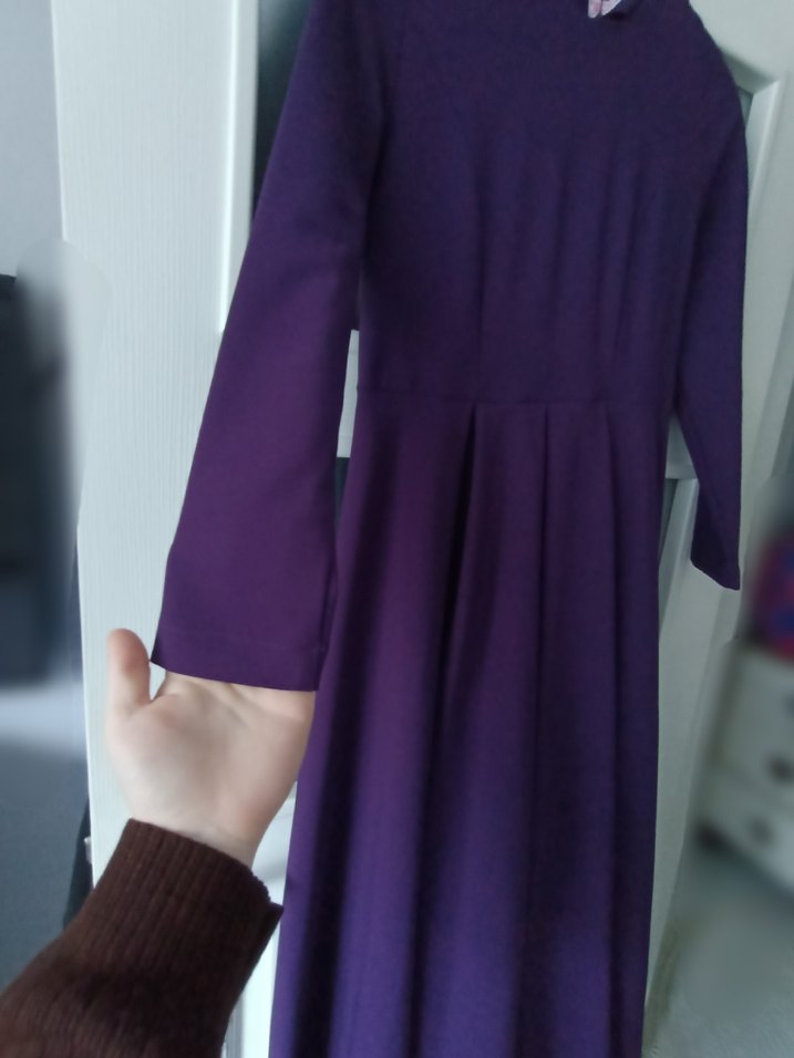 Mor  Uzun Kollu Elbise - Görsel 4