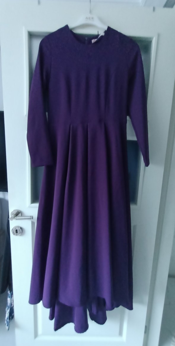 Mor  Uzun Kollu Elbise - Görsel 3