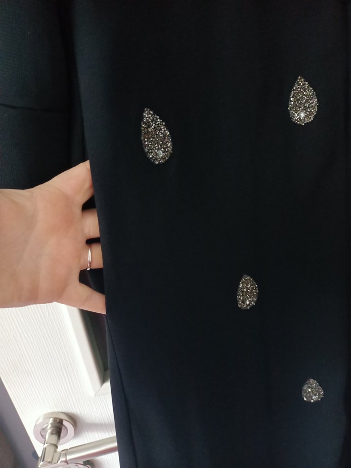 Nakışlı Siyah Uzun abaye - Görsel 2