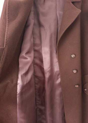 Kahverengi Düğmeli Uzun Kadın Kaban - Görsel 5