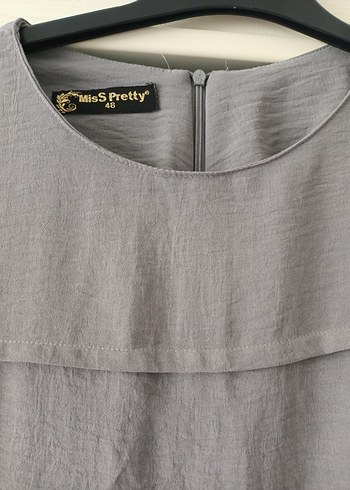 Gri Keten Midi Kadın Tunik - Görsel 2