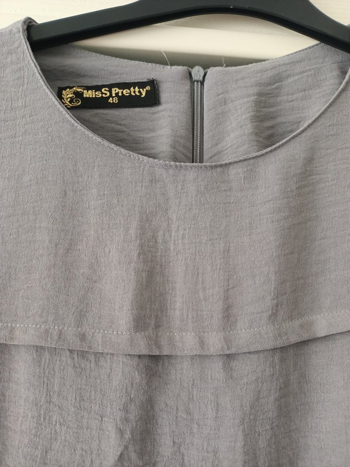 Gri Keten Midi Kadın Tunik - Görsel 2