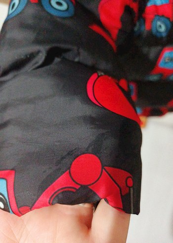 Kapüşonlu, renkli desenli erkek çocuk mont - Görsel 5